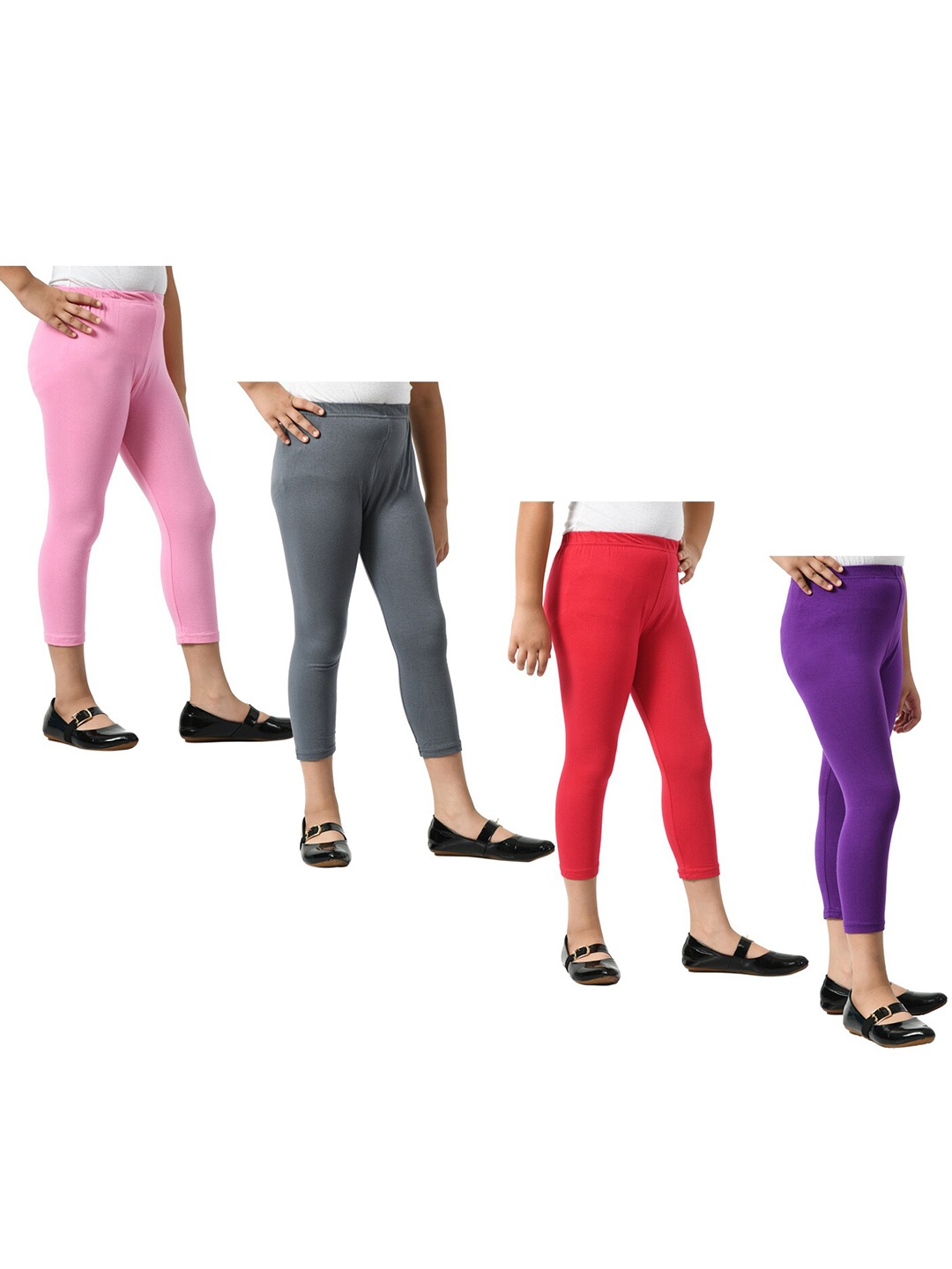 

BAESD Girls Pack Of 4 Mid-Rise Skinny Fit Capris, Grey