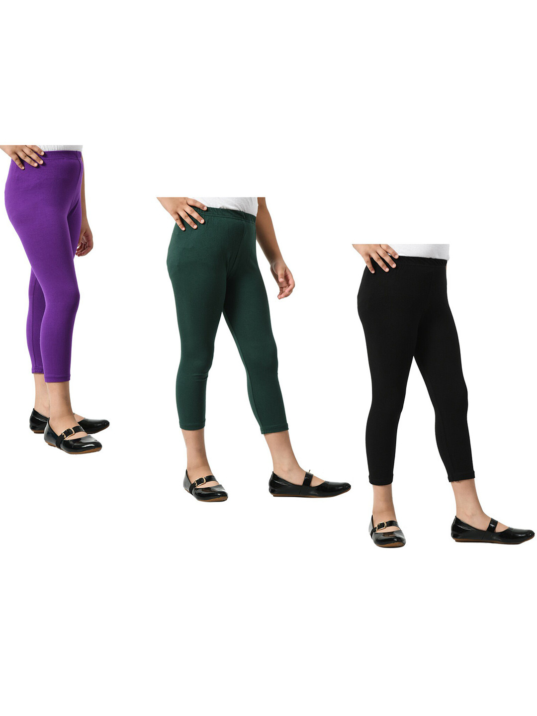 

BAESD Girls Pack Of 3 Skinny Fit Capris, Green