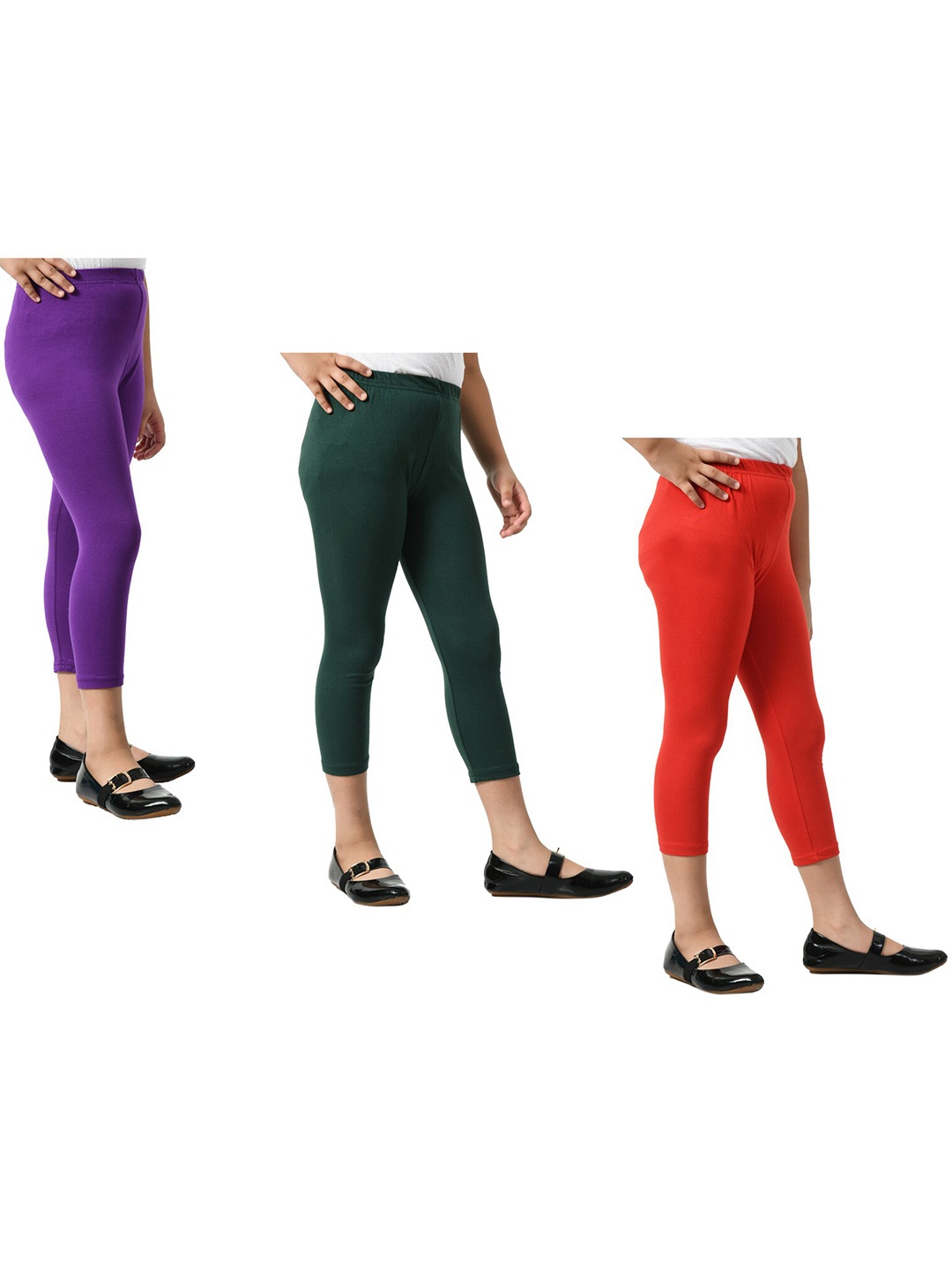 

BAESD Girls Pack Of 3 Mid-Rise Skinny Fit Capris, Green