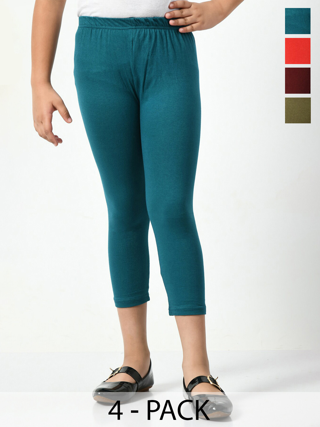 

BAESD Girls Pack Of 4 Skinny Fit Capris, Teal