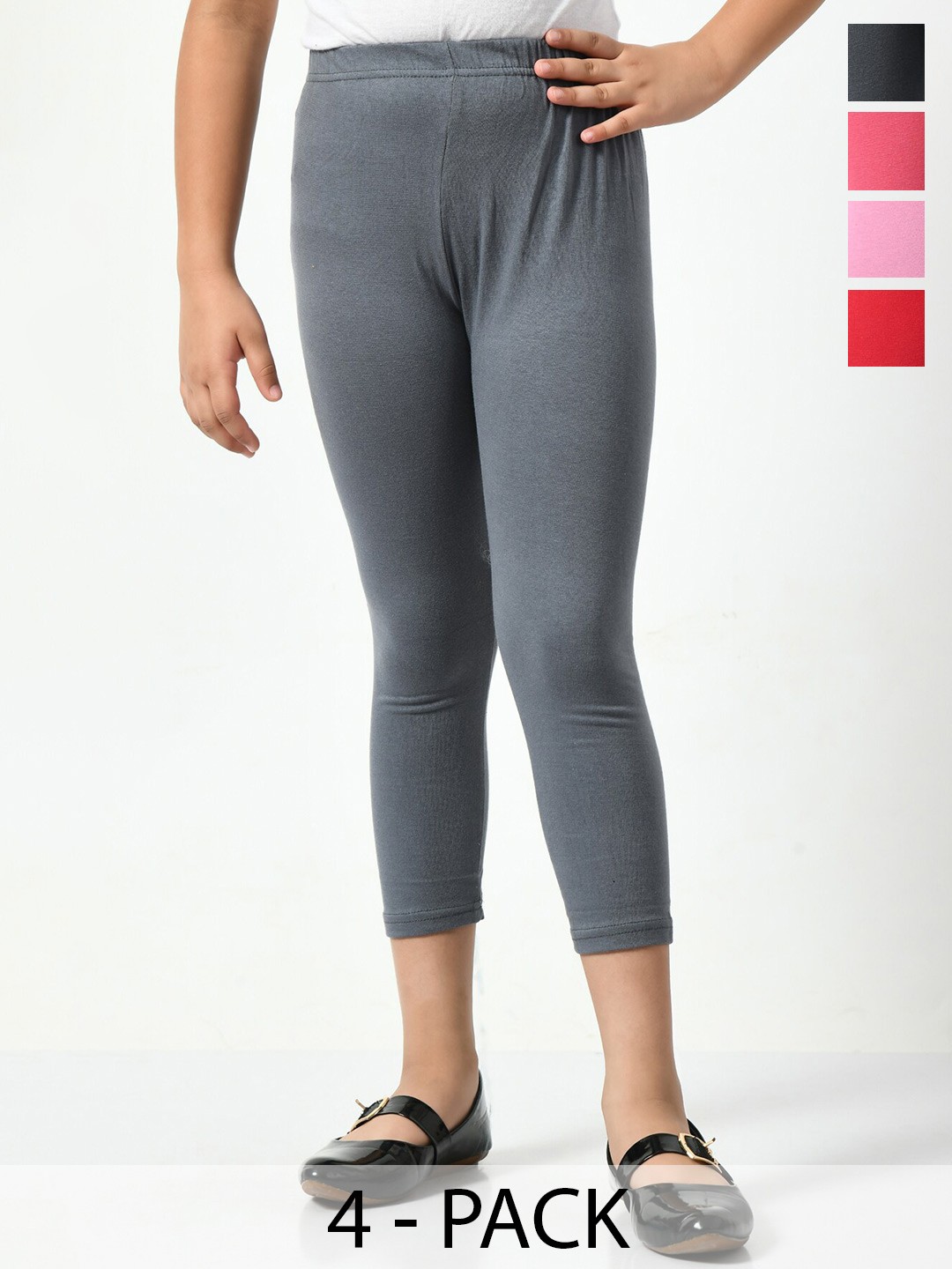 

BAESD Girls Pack Of 4 Mid-Rise Skinny Fit Capris, Grey