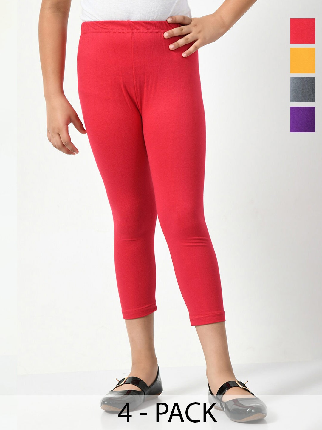 

BAESD Girls Pack Of 4 High-Rise Capris, Red