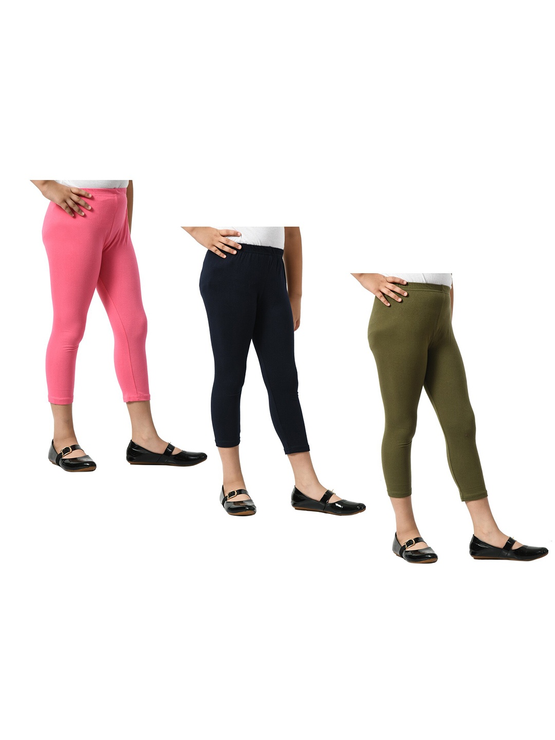 

BAESD Girls Pack Of 3 Mid-Rise Skinny Fit Capris, Pink