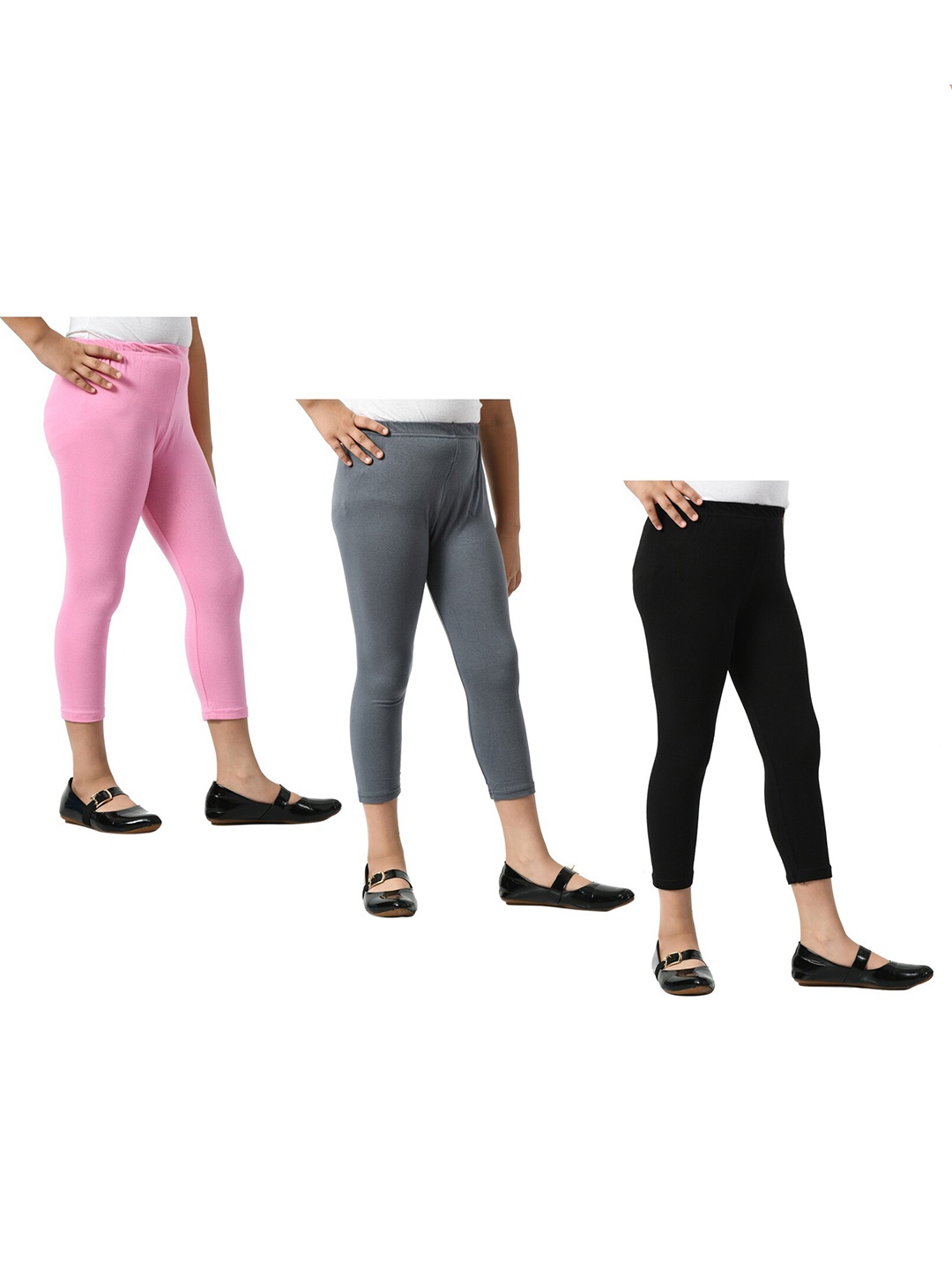 

BAESD Girls Pack Of 3 Mid-Rise Skinny Fit Capris, Pink