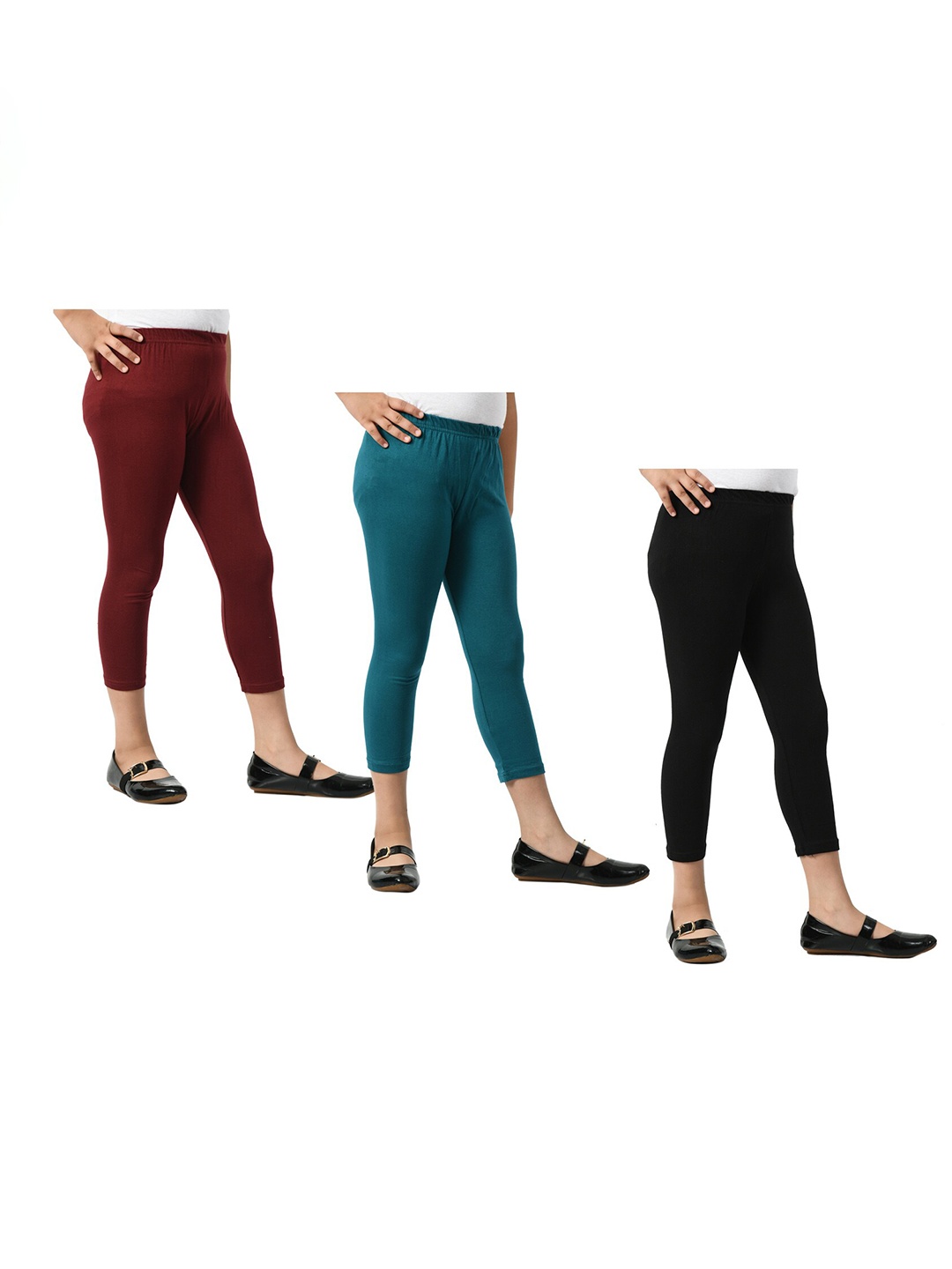 

BAESD Girls Pack Of 3 High-Rise Capris, Maroon