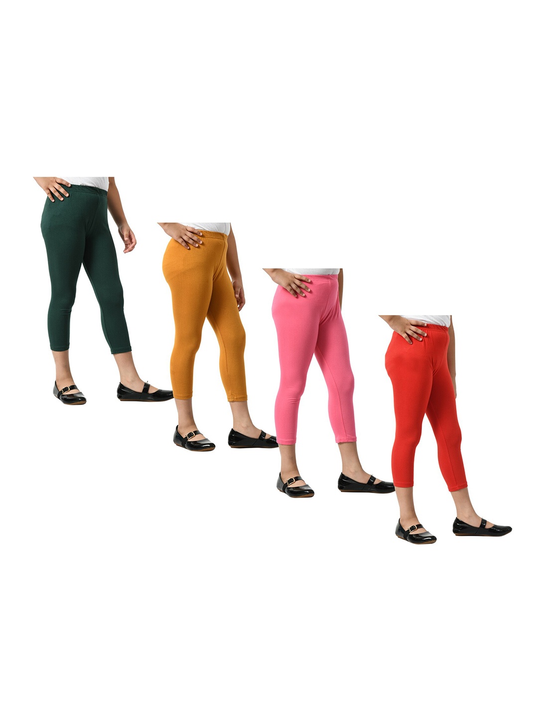 

BAESD Girls Pack Of 4 Mid-Rise Skinny Fit Capris, Red