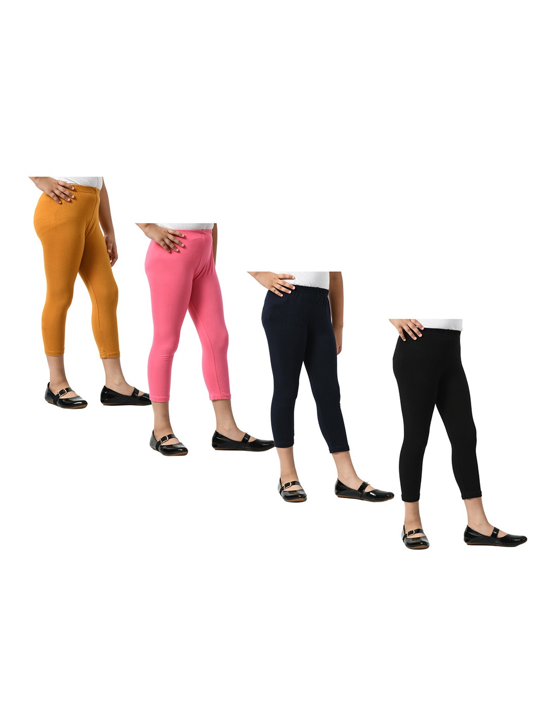 

BAESD Girls Pack Of 4 Skinny Fit Mid Rise Cotton Capris, Black