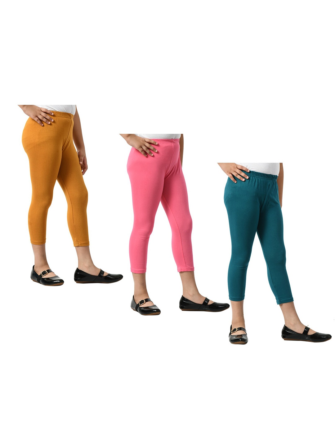 

BAESD Girls Pack Of 3 Mid-Rise Capris, Mustard