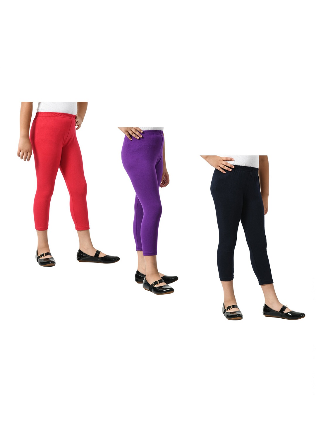 

BAESD Girls Pack Of 3 Mid-Rise Skinny Fit Capris, Red