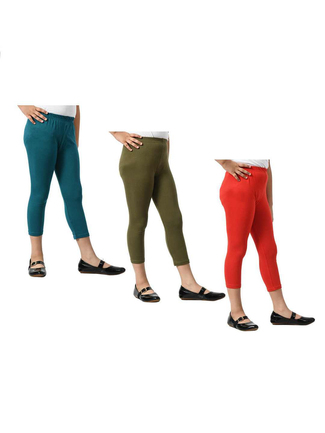 

BAESD Girls Pack Of 3 Mid-Rise Skinny Fit Capris, Teal