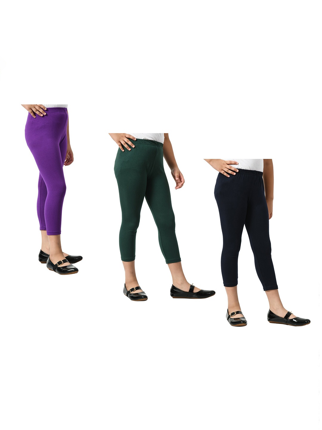 

BAESD Girls Pack Of 3 Mid-Rise Skinny Fit Capris, Purple