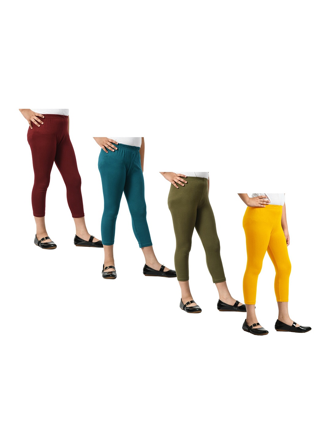 

BAESD Girls Pack Of 4 Mid-Rise Skinny Fit Capris, Teal