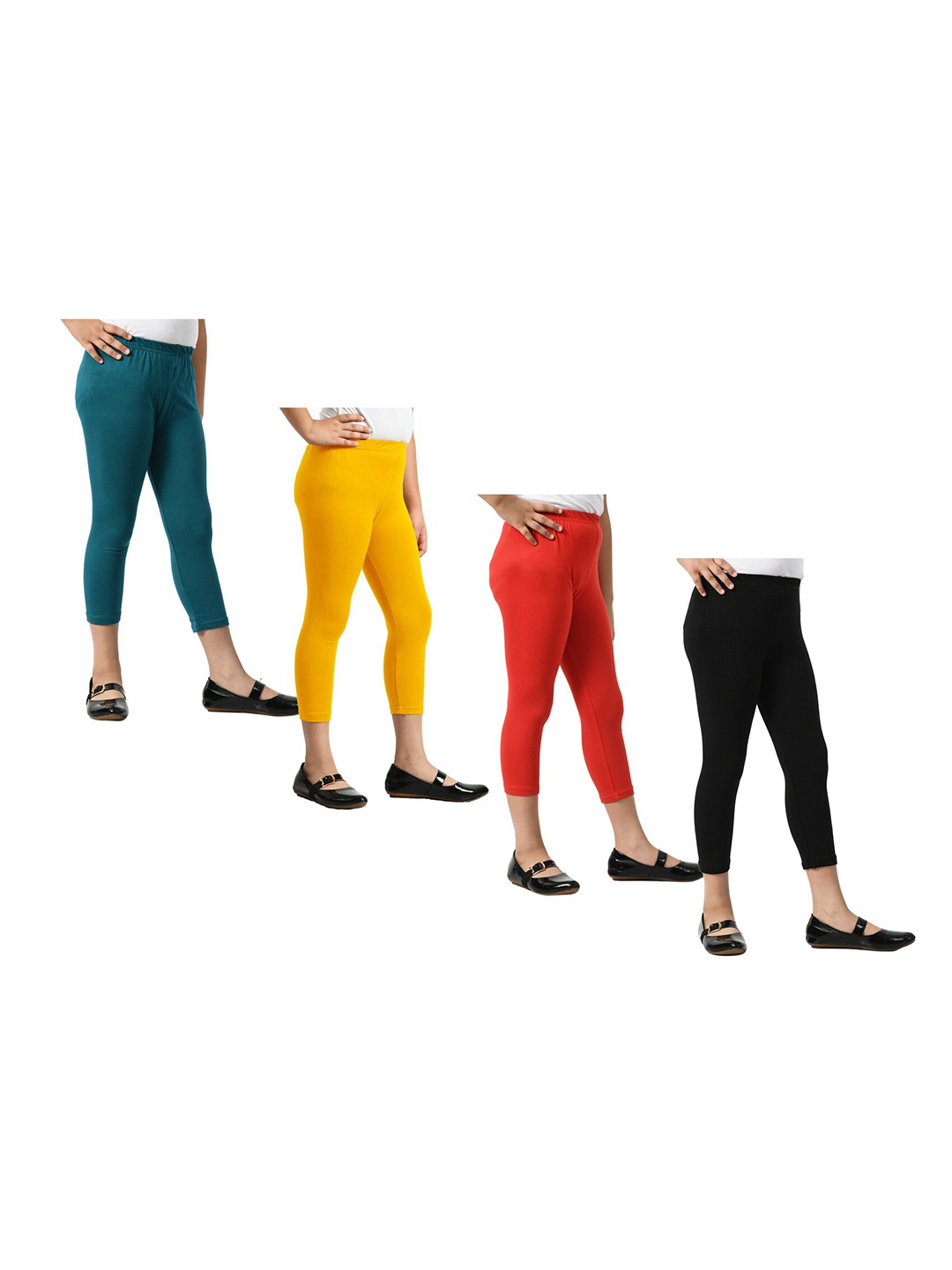 

BAESD Girls Pack Of 4 Mid-Rise Skinny Fit Capris, Yellow