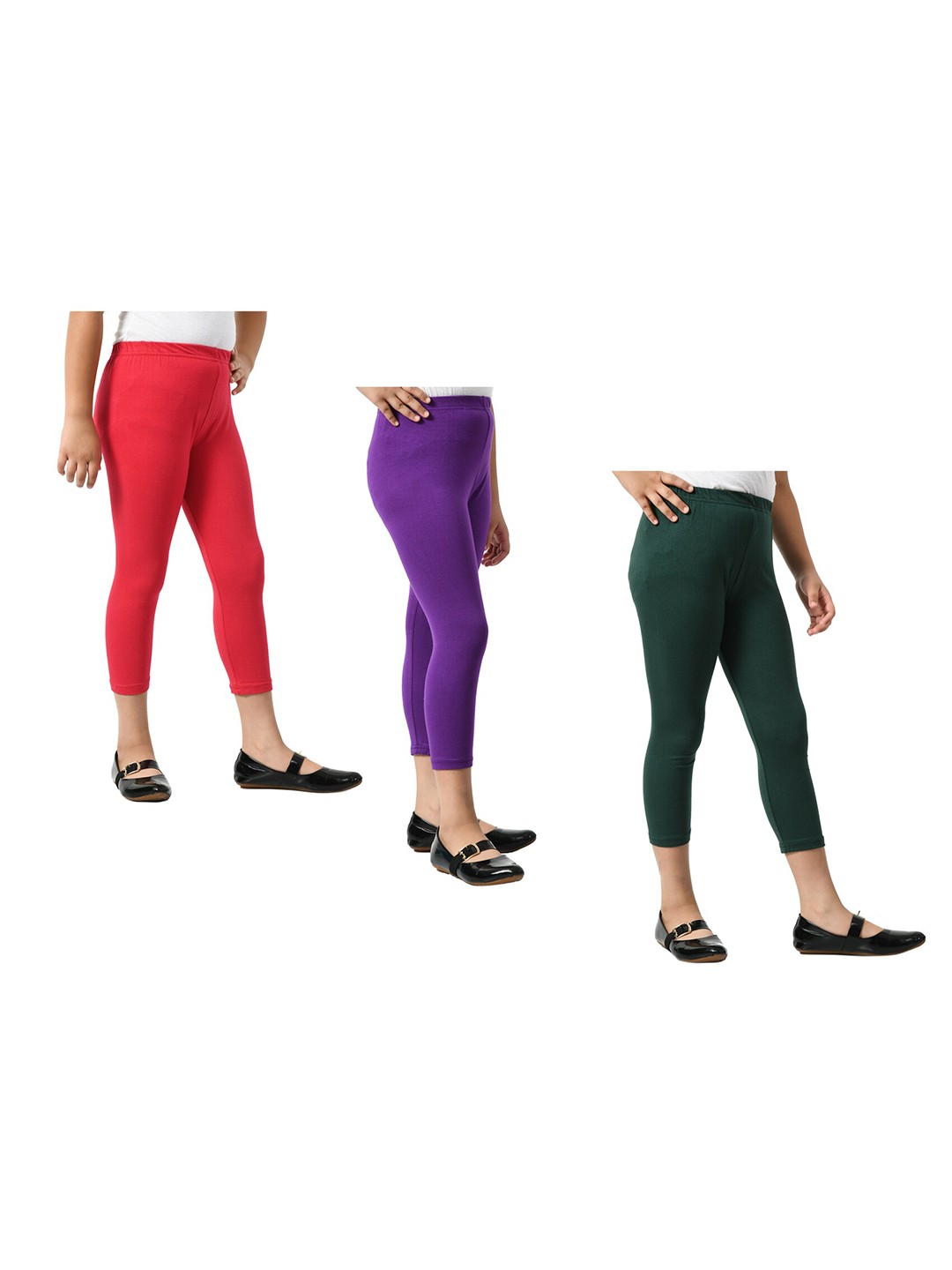 

BAESD Girls Pack Of 3 Mid-Rise Skinny Fit Capris, Purple