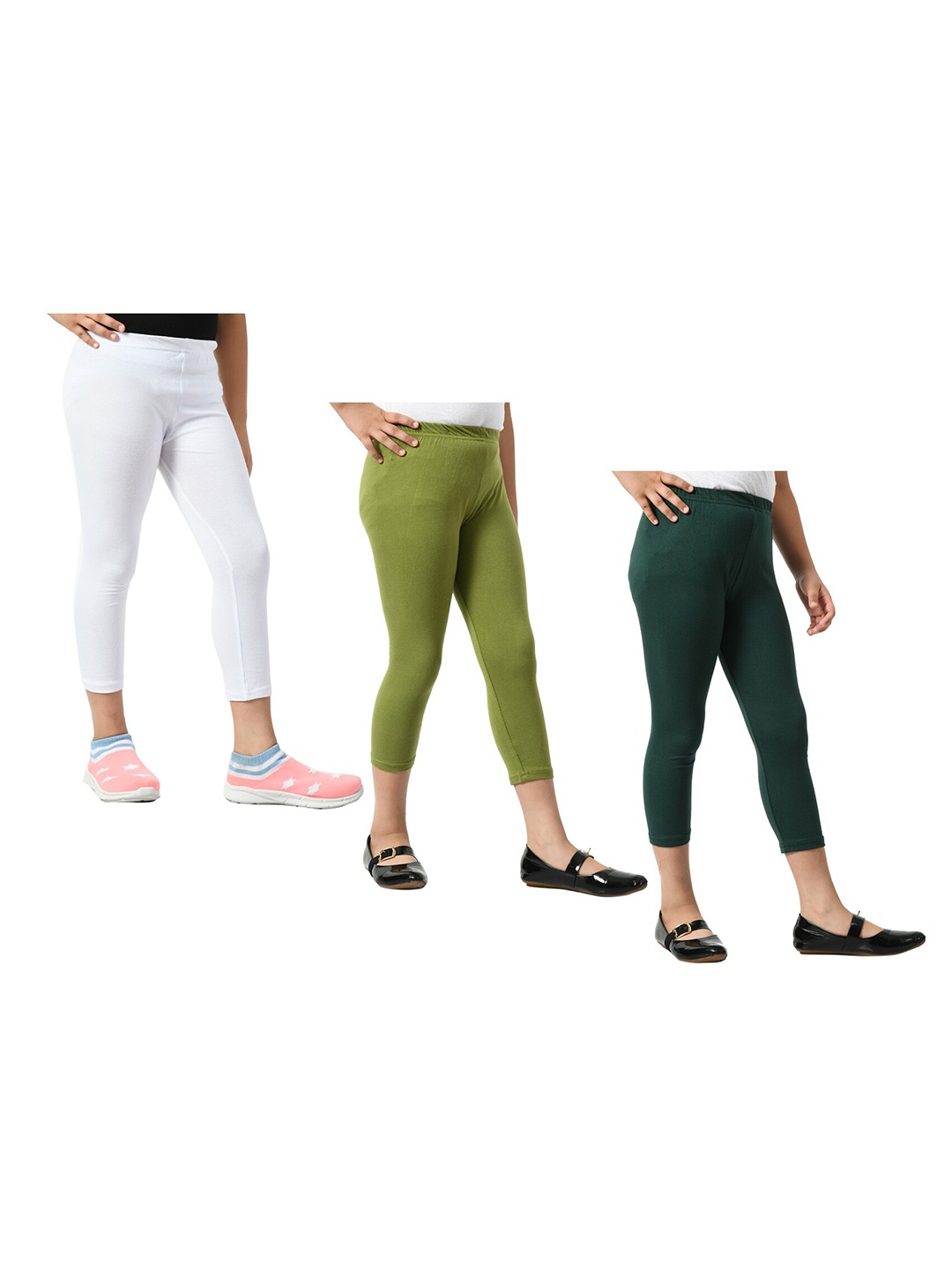 

BAESD Girls Pack Of 4 Mid Rise Cotton Capris, White