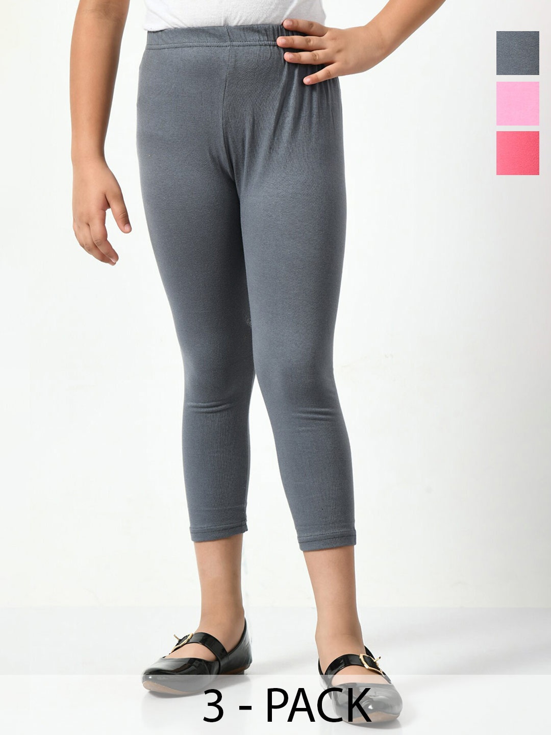

BAESD Girls Pack Of 3 HIgh-Rise Capris, Grey