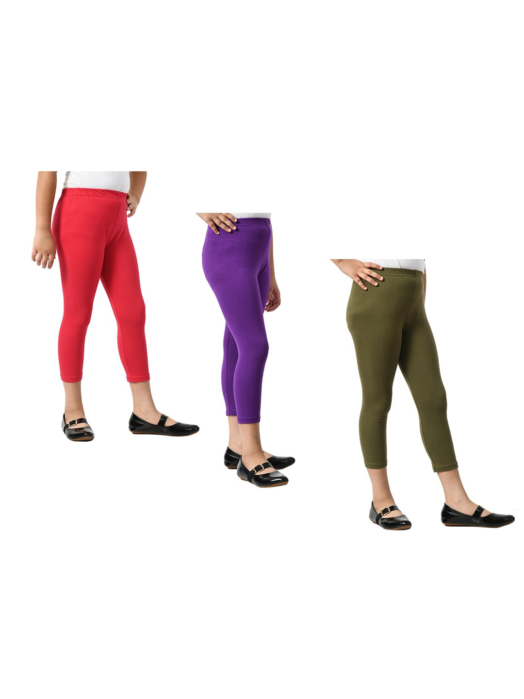 

BAESD Girls Pack Of 3 Skinny Fit Capris, Purple