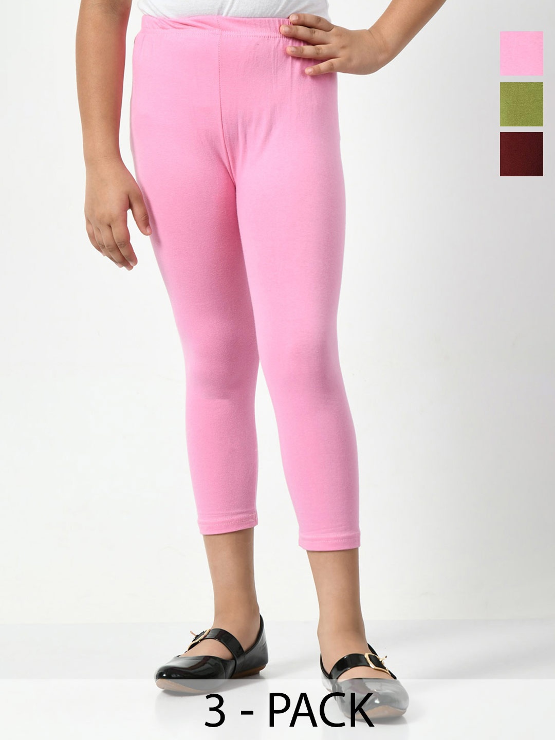 

BAESD Girls Pack Of 3 Skinny Fit Capris, Pink
