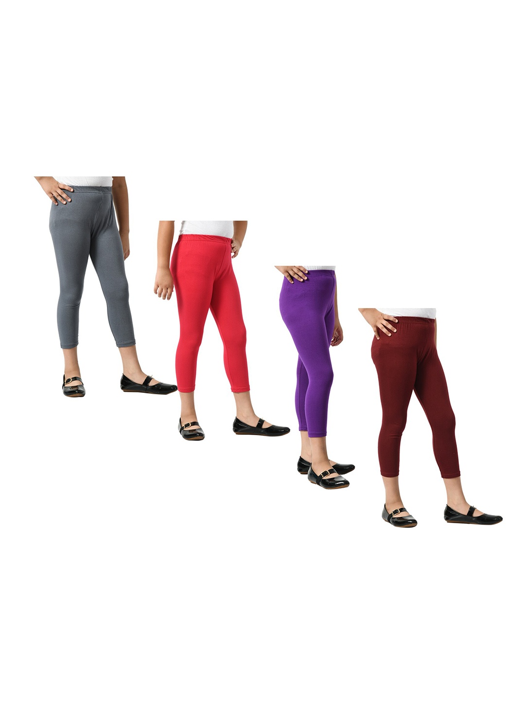 

BAESD Girls Pack Of 4 Mid-Rise Skinny Fit Capris, Red