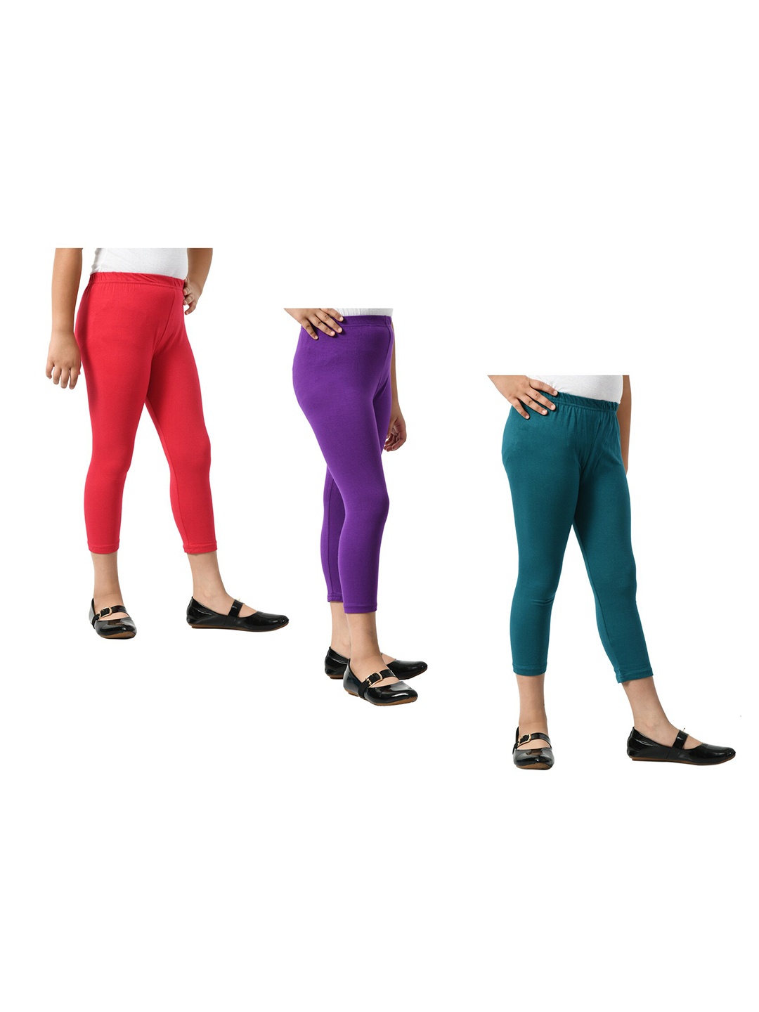 

BAESD Girls Pack Of 4 Mid-Rise Skinny Fit Capris, Purple