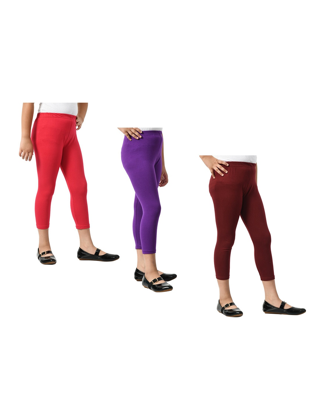 

BAESD Girls Pack Of 3 Skinny Fit Cotton Lycra Capris, Brown