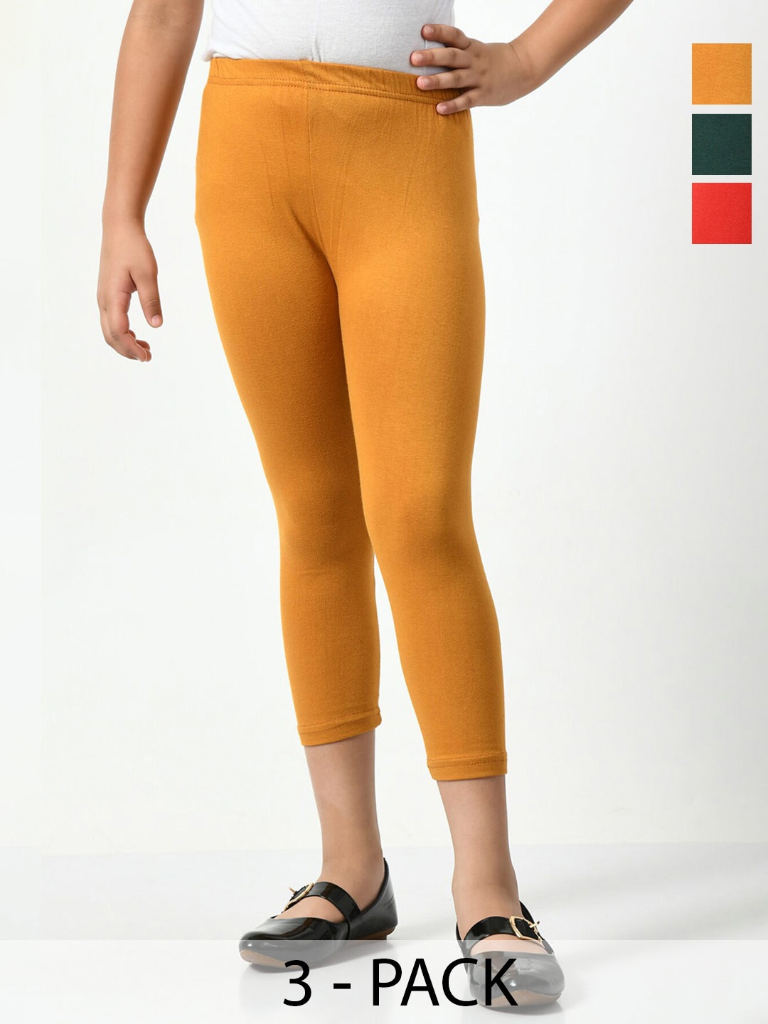 

BAESD Girls Pack Of 3 High-Rise Capris, Mustard