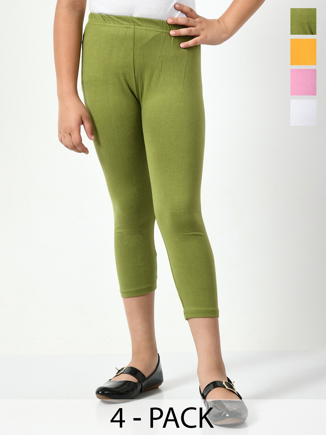 

BAESD Girls Pack Of 4 Mid-Rise Skinny Fit Capris, Green