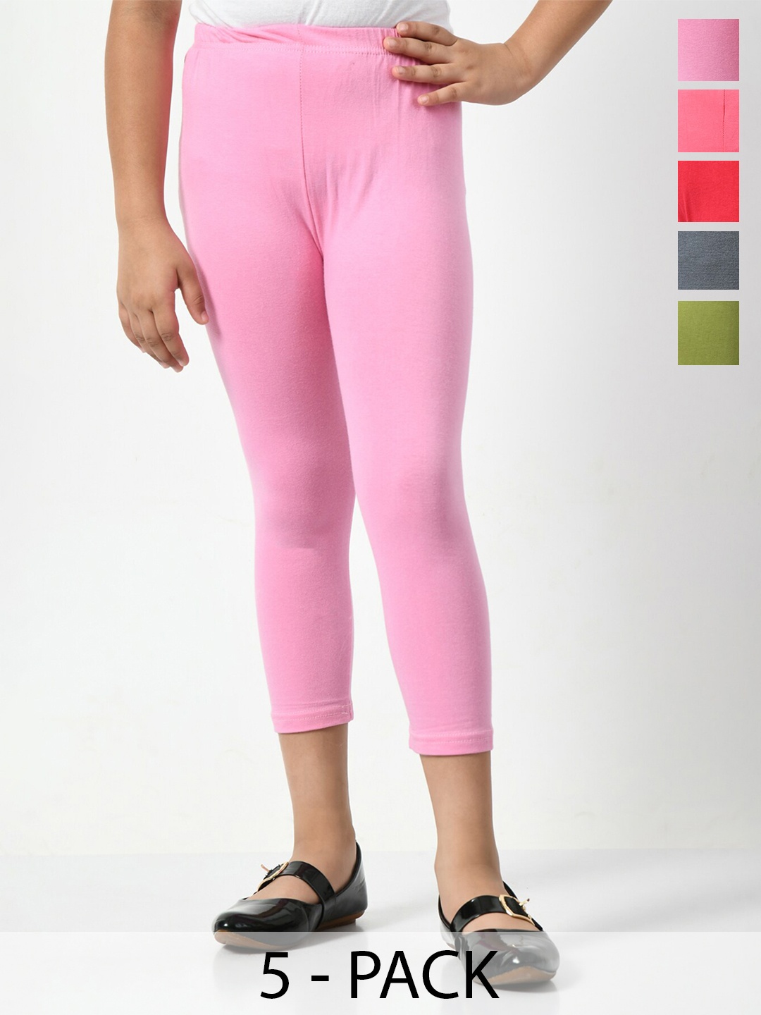 

BAESD Girls Pack Of 5 Mid-Rise Skinny Fit Capris, Pink