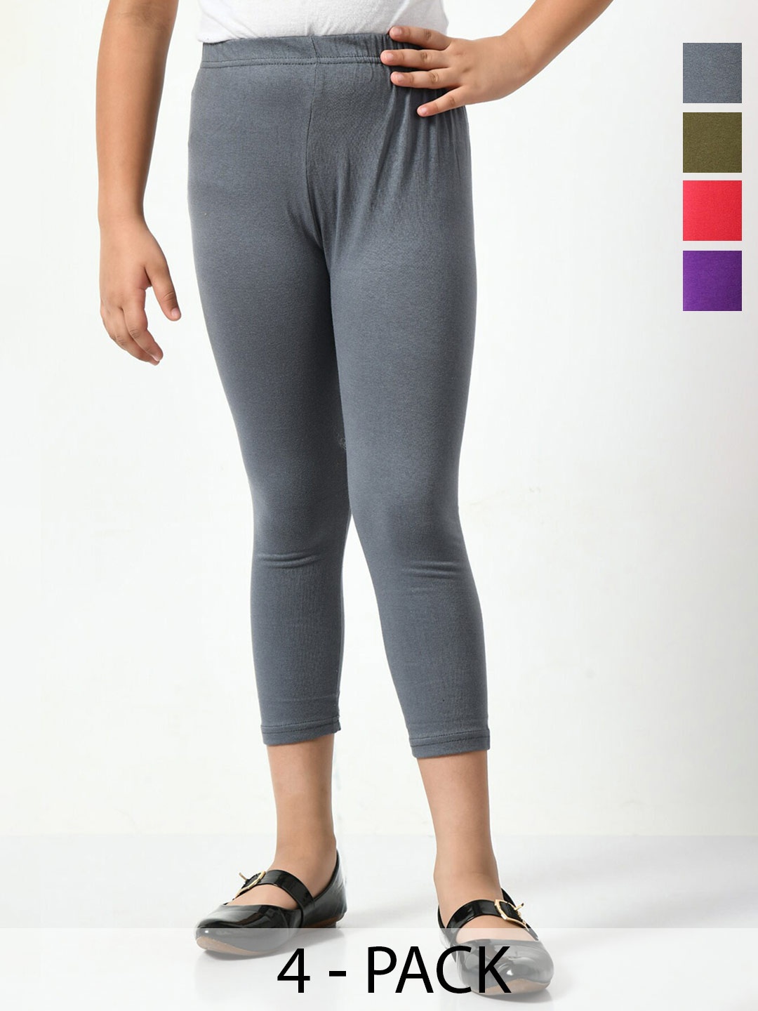 

BAESD Girls Pack Of 5 Mid-Rise Capris, Grey