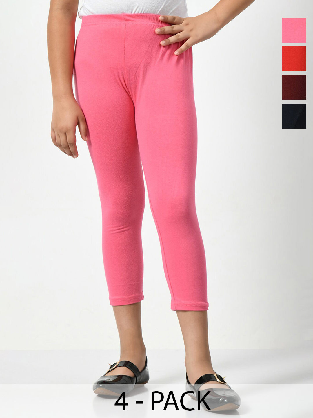

BAESD Girls Pack Of 5 Mid-Rise Capris, Pink