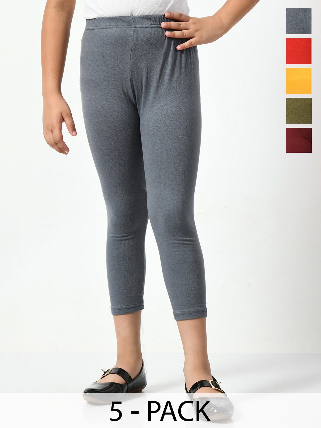 

BAESD Girls Pack Of 5 Mid-Rise Skinny Fit Capris, Teal