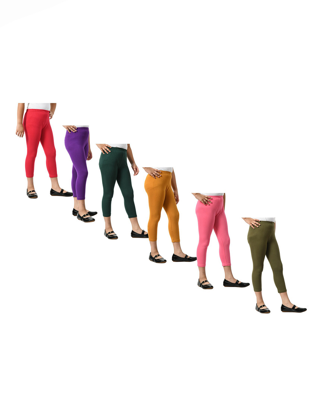 

BAESD Girls Pack Of 6 Mid-Rise Skinny Fit Capris, Purple