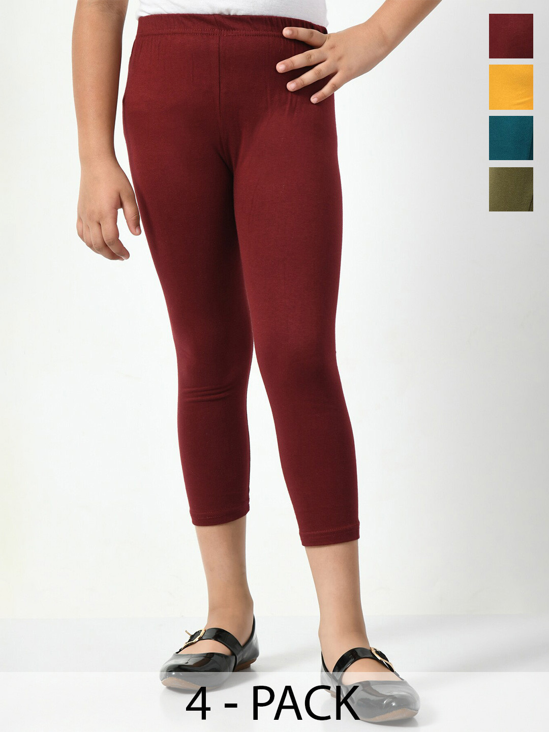 

BAESD Girls Pack Of 5 Mid-Rise Skinny Fit Capris, Brown