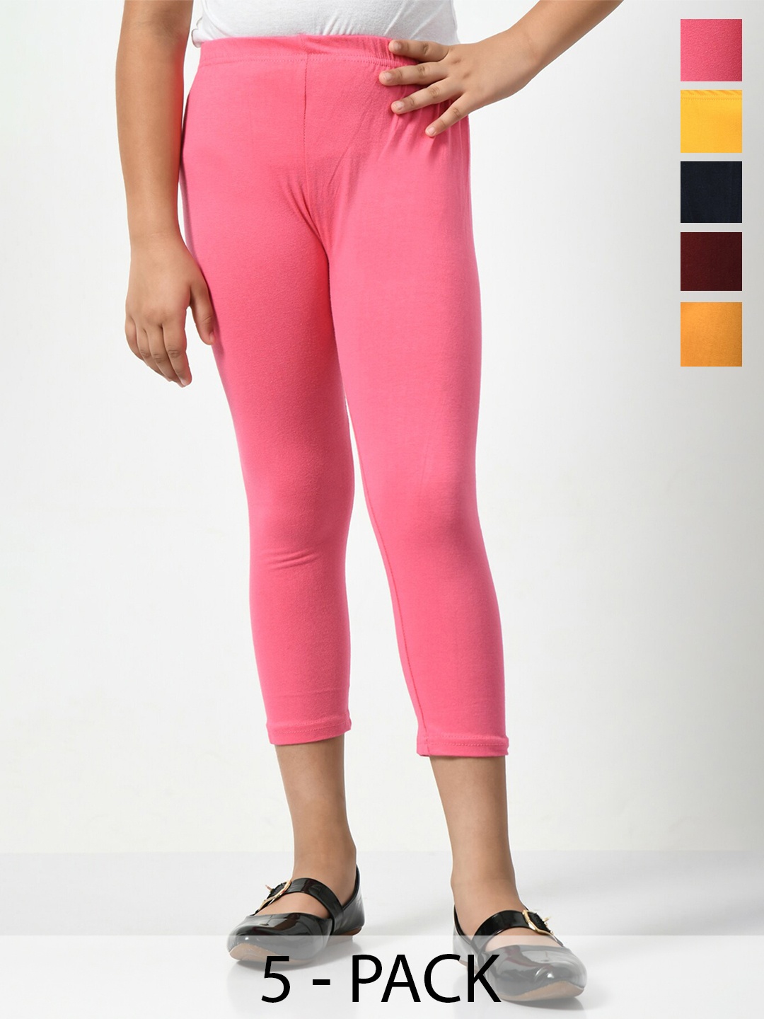 

BAESD Girls Pack Of 5 Skinny Fit Capris, Pink