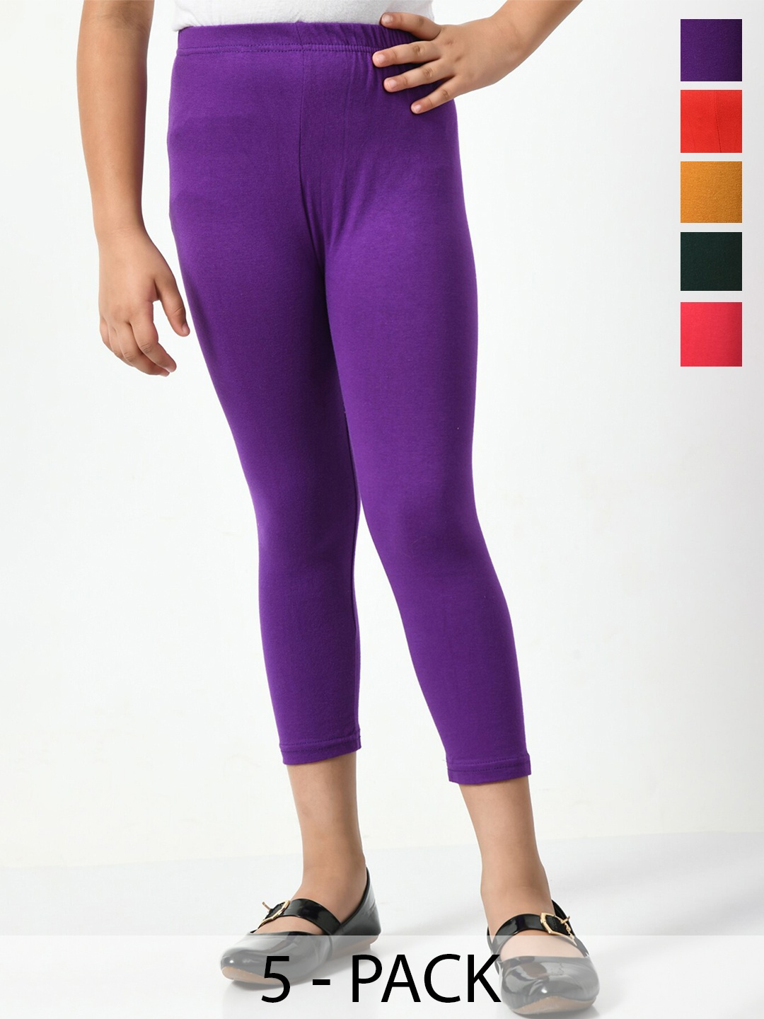 

BAESD Girls Pack Of 5 HIgh-Rise Capris, Purple