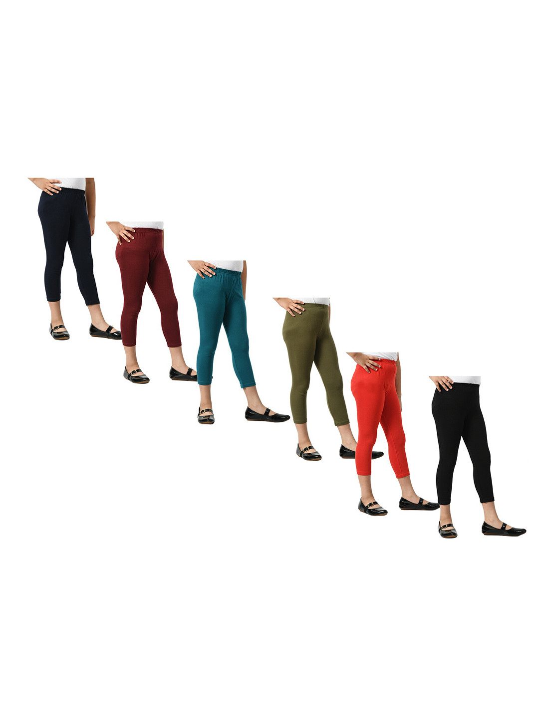 

BAESD Girls Pack Of 6 Skinny Fit Capris, Red