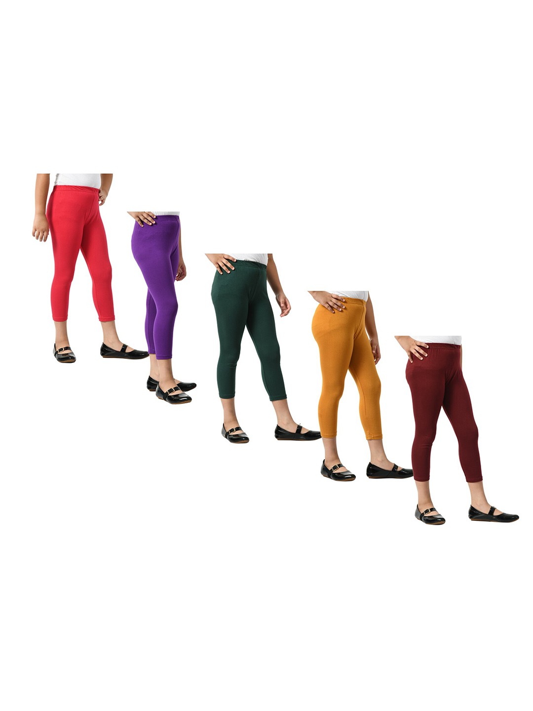 

BAESD Girls Pack Of 5 Mid-Rise Skinny Fit Capris, Brown