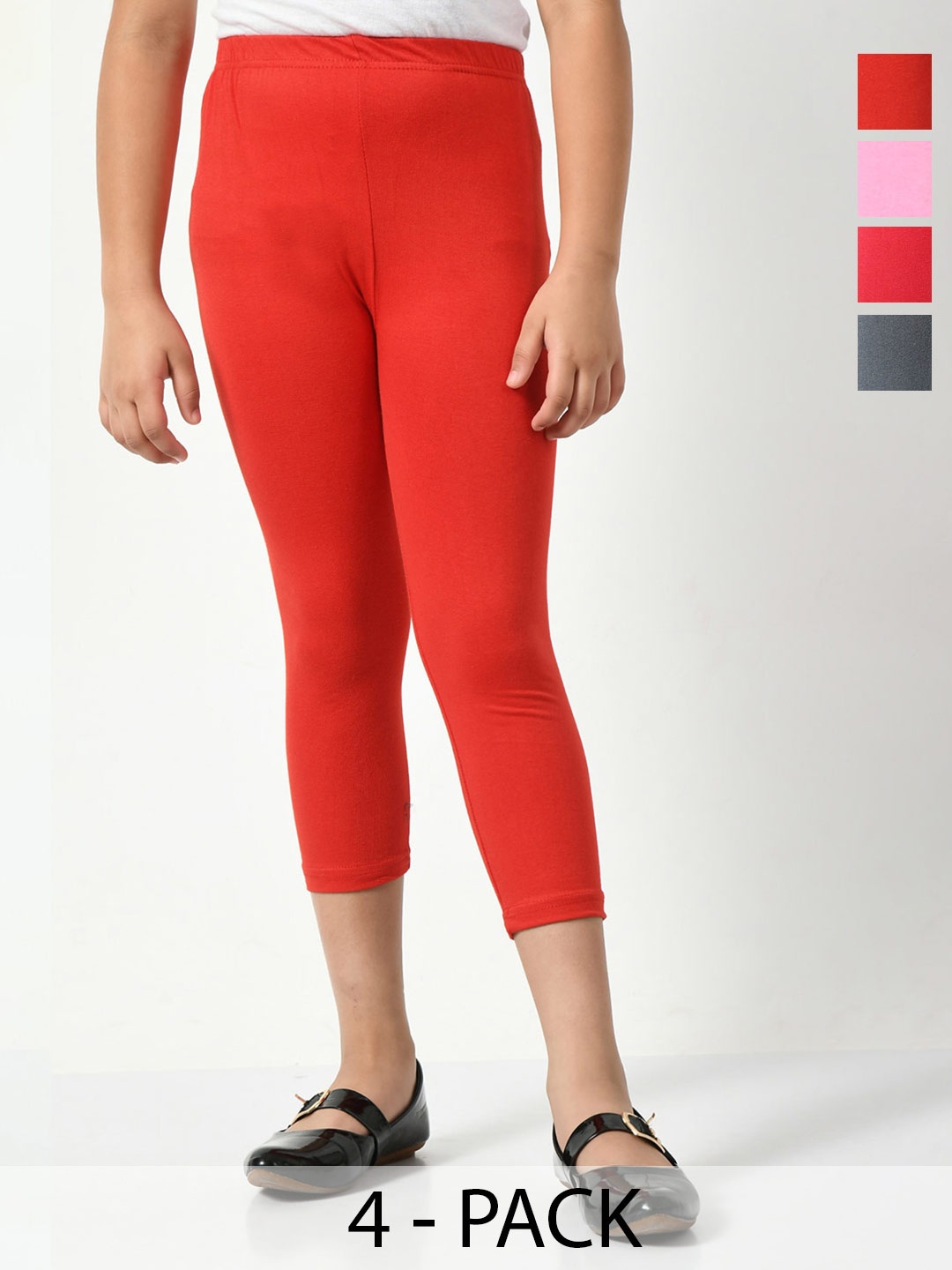 

BAESD Girls Pack Of 5 Mid-Rise Capris, Red