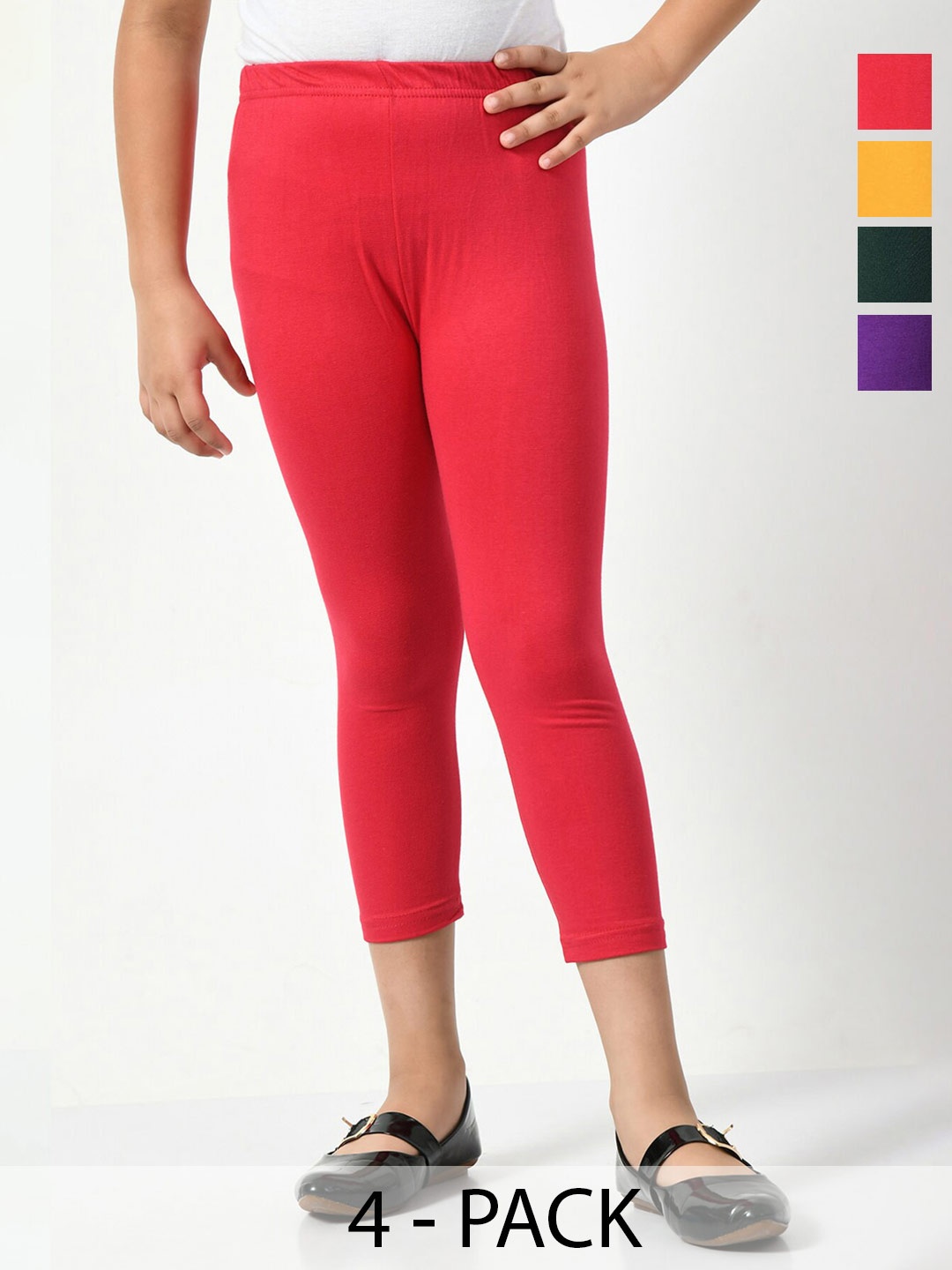 

BAESD Girls Pack Of 4 Mid-Rise Capris, Red