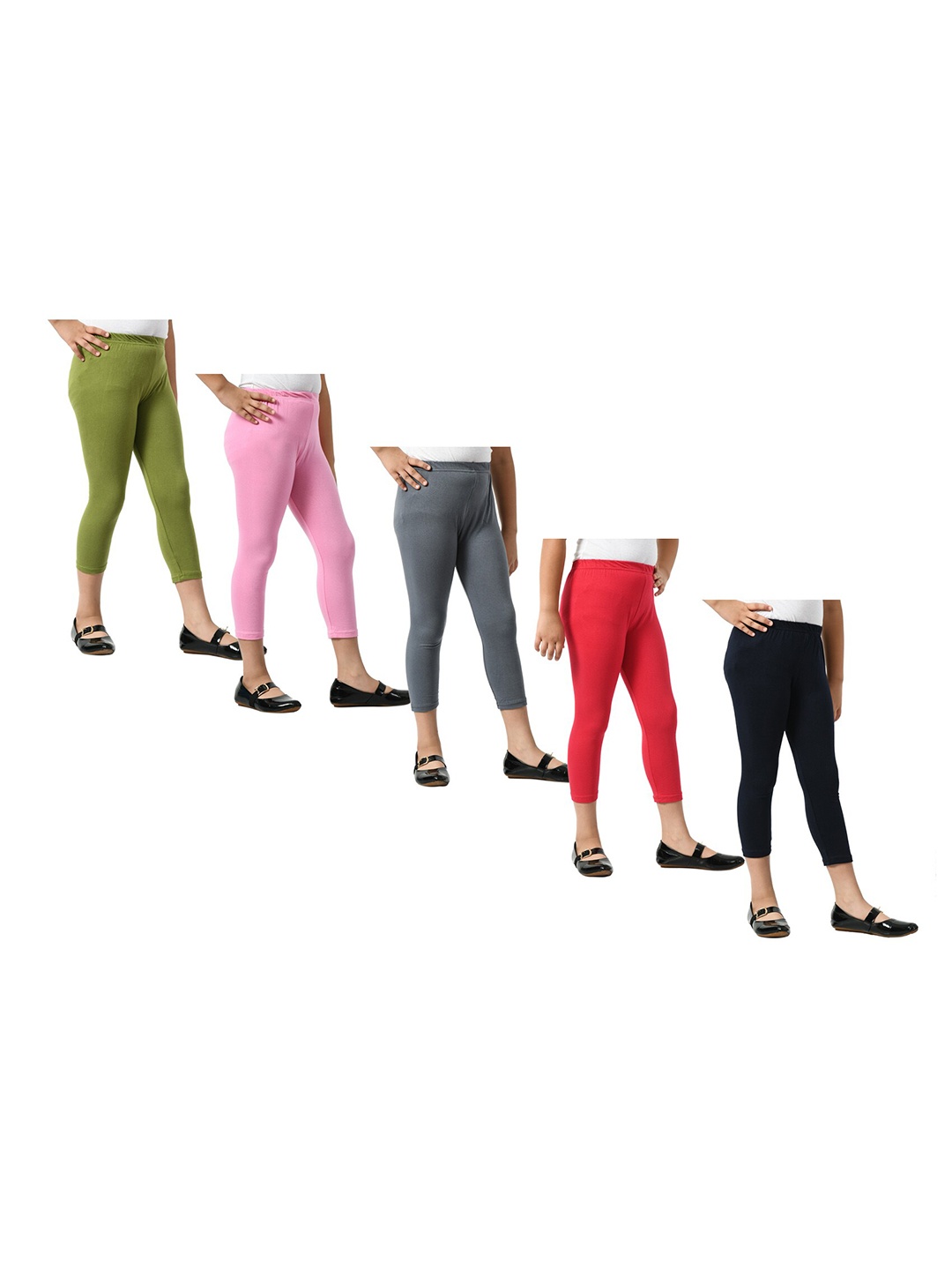 

BAESD Girls Pack Of 5 Mid Rise Cotton Capris, Red