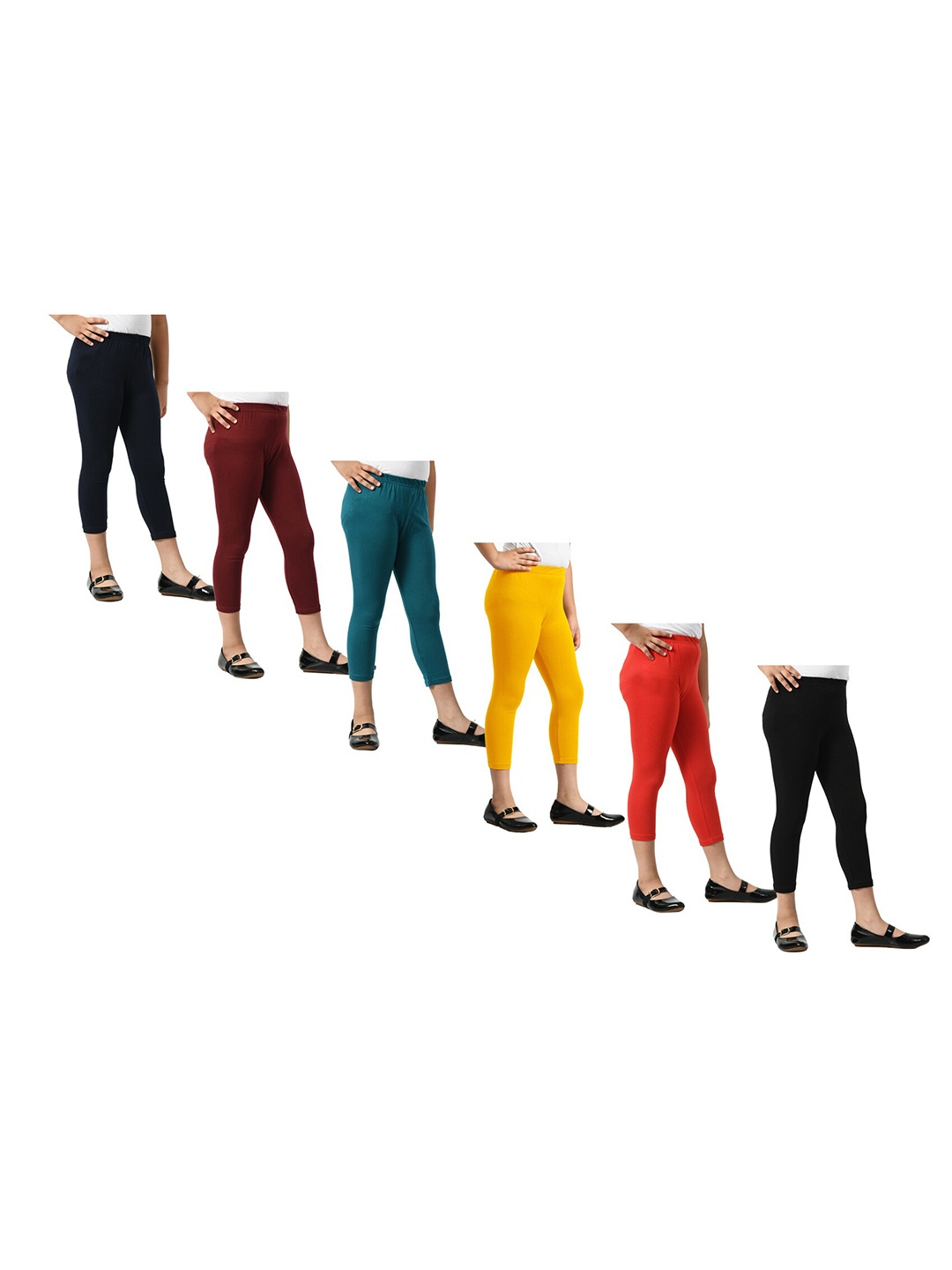

BAESD Girls Pack Of 6 Skinny Fit Capris, Red