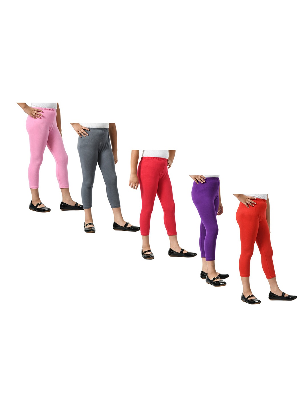 

BAESD Girls Pack Of 5 Mid-Rise Skinny Fit Capris, Red