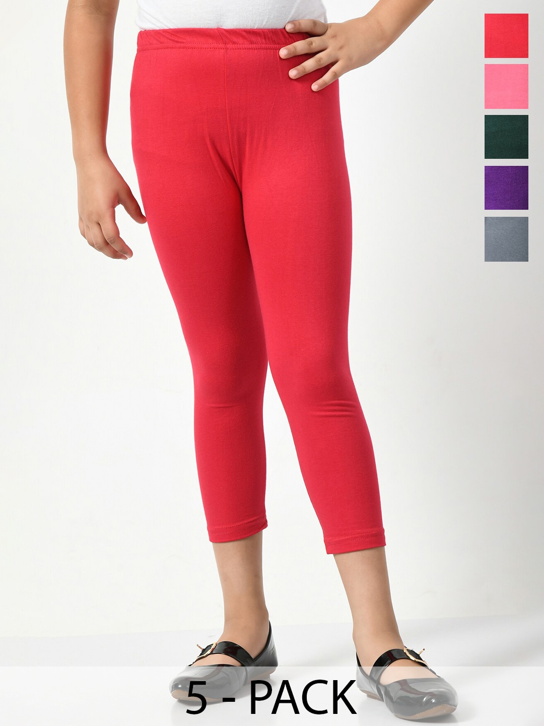 

BAESD Girls Pack Of 5 Skinny Fit Capris, Red