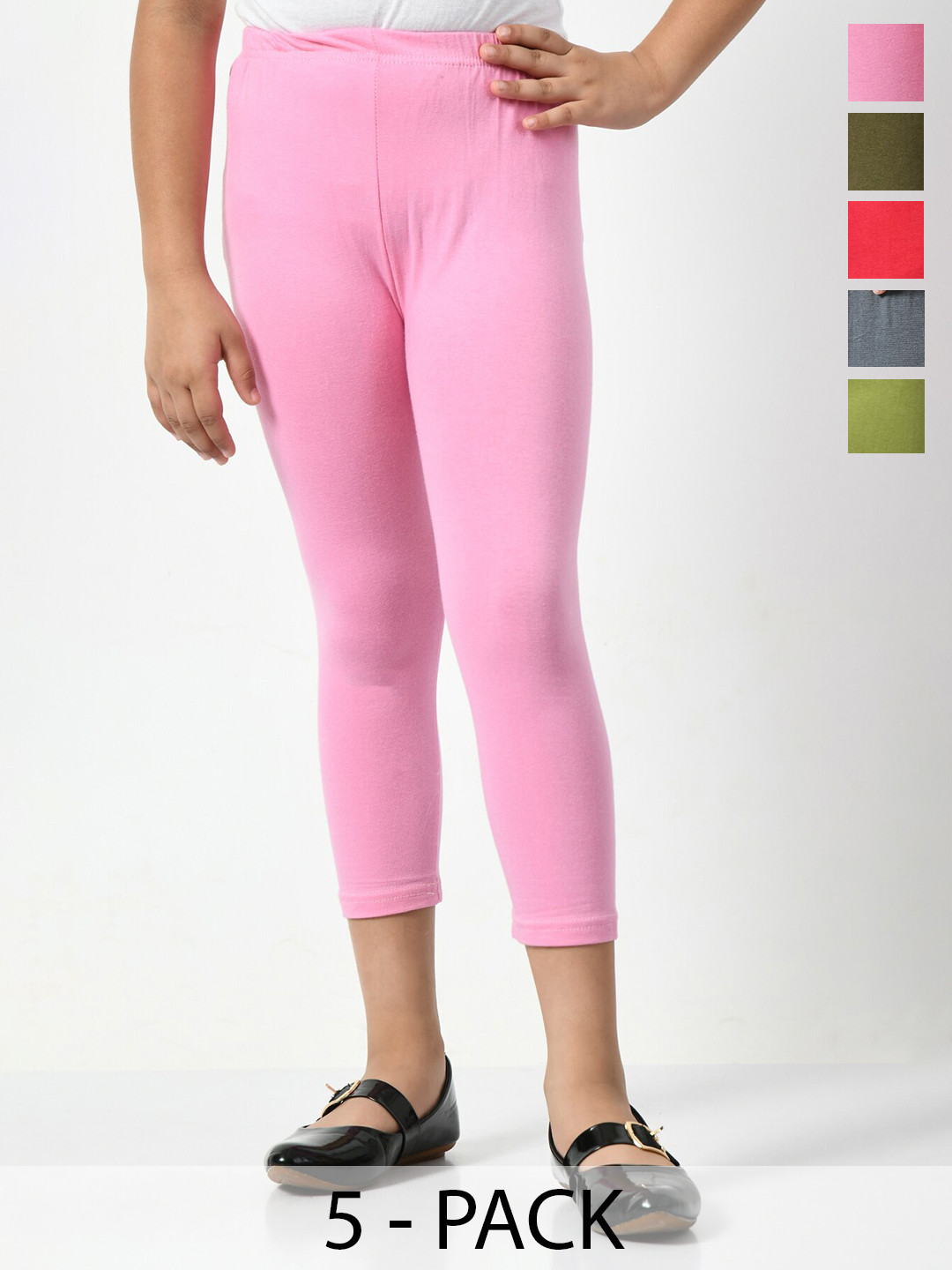 

BAESD Girls Pack Of 5 Skinny Fit Capris, Pink