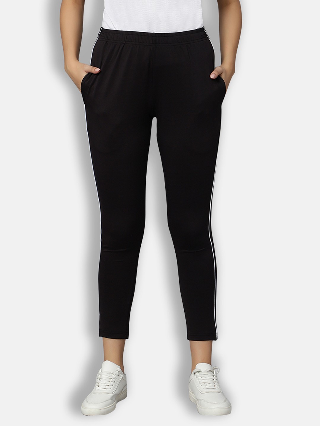 

Omtex Women Mid Rise Track Pants, Black
