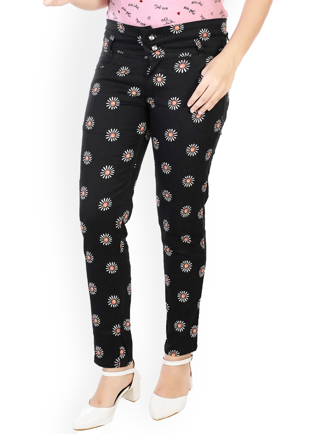 

CELEBRITY CLUB Girls Printed Mid Rise Clean Look Jeans, Black