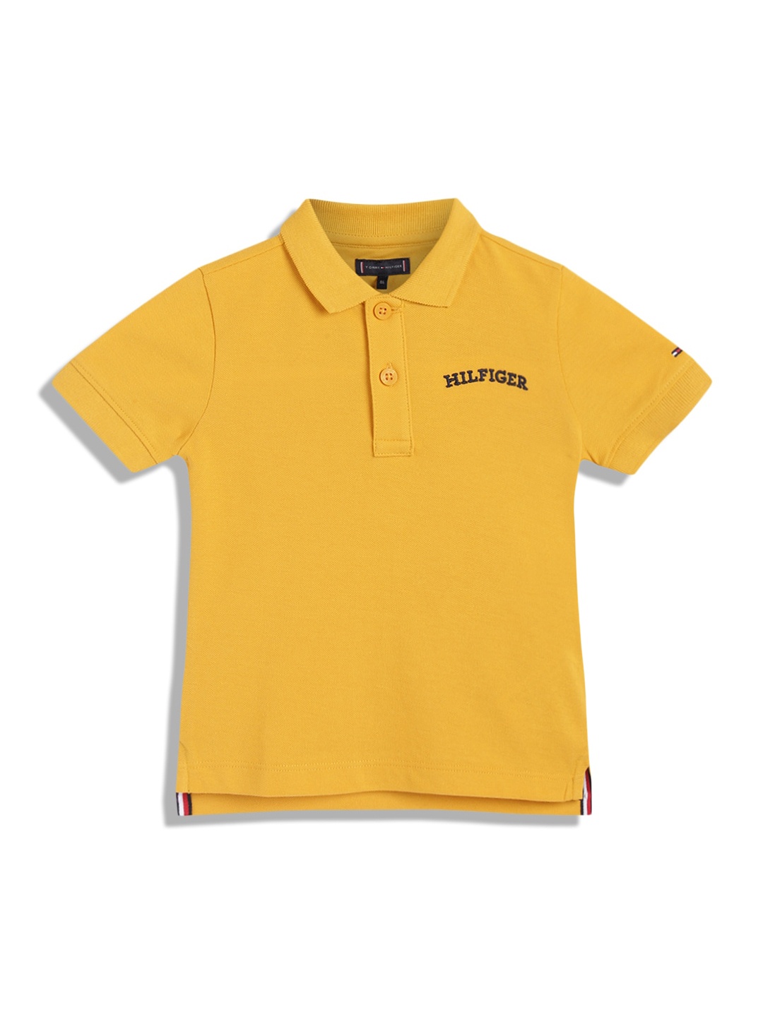 

Tommy Hilfiger Boys Typography Printed Polo Collar Cotton Casual T-shirt, Yellow