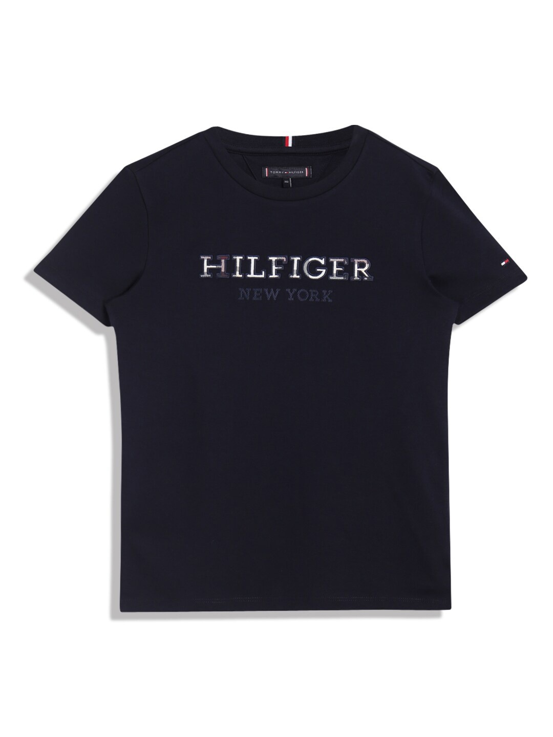 

Tommy Hilfiger Boys Typography Printed Pure Cotton T-shirt, Navy blue