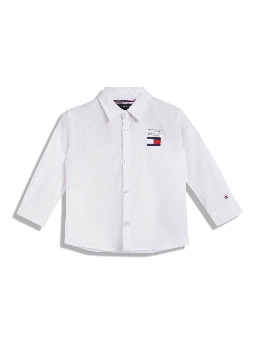 

Tommy Hilfiger Boys Spread Collar Opaque Cotton Casual Shirt, White