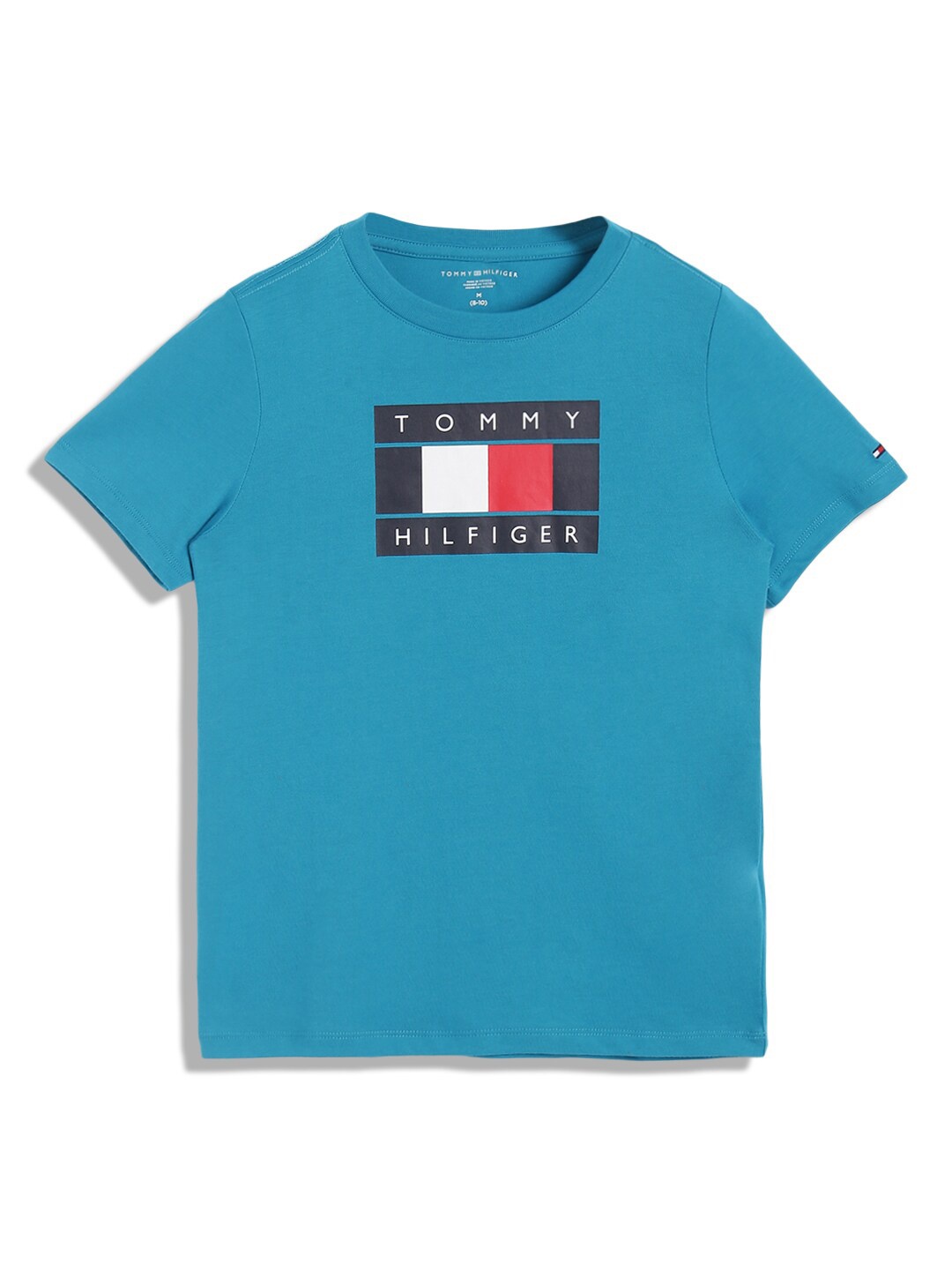 

Tommy Hilfiger Boys Typography Printed Pure Cotton T-shirt, Blue